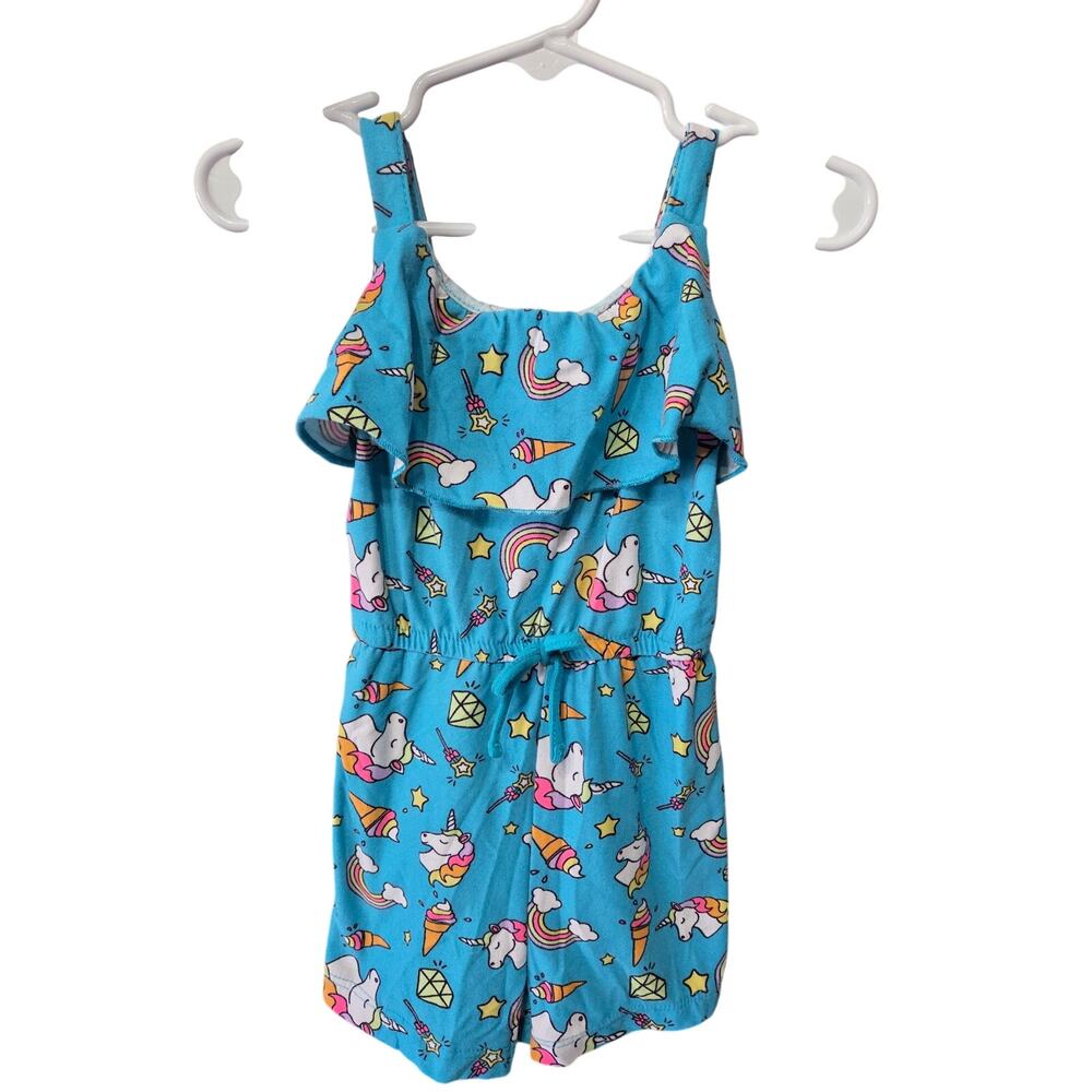 Blue Unicorn Rainbow Romper - Kidgets - 2T